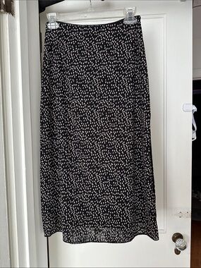 iris Black Midi Skirt with White Dot Print